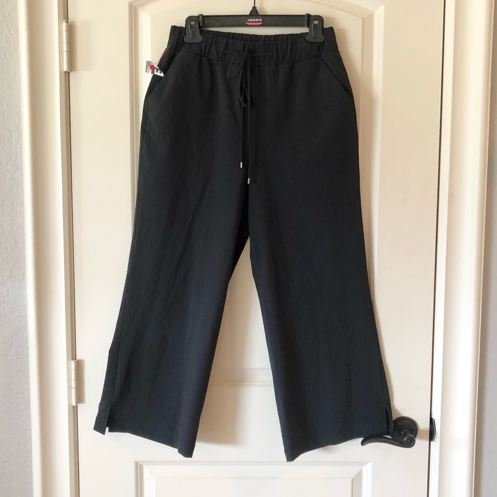 A New Day Black Cropped Wide Leg Work Pants Small NWT